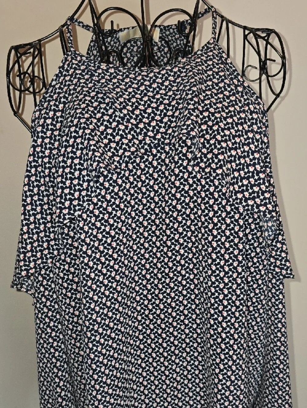 Michael Kors Navy and White One-Shoulder Patterned Dress